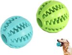 2-Pack Natural Rubber Teeth Cleaning Ball for Dogs, Interactive Dental Chew Toy